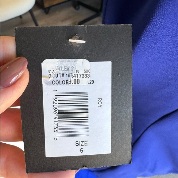 Marina - NWT Royal Blue Wrap Front Sleeveless Evening Gown Dress Sz 6 - Picture 8 of 12